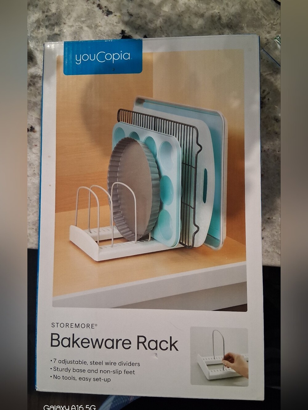 Storemore Bakeware Rack — White and Teal